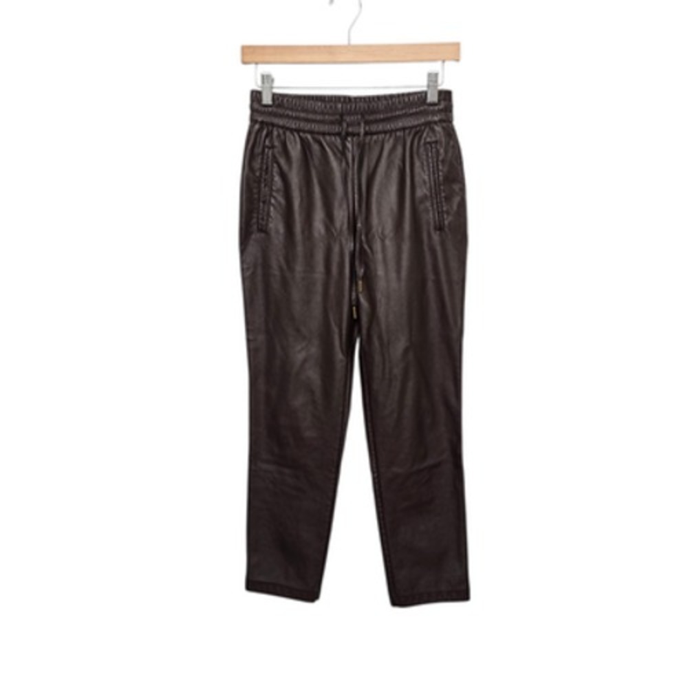 Joie Pants Womens XS Faux Leather Joggers High‎ Rise Pull On Stretch Pockets